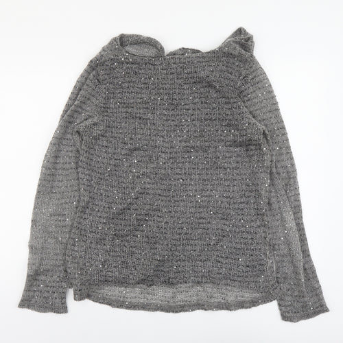 Karlotta Womens Grey Cowl Neck Acrylic Pullover Jumper Size L