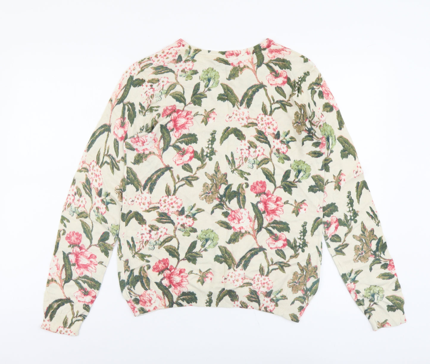 Laura Ashley Womens Multicoloured Scoop Neck Floral Cotton Pullover Jumper Size 12