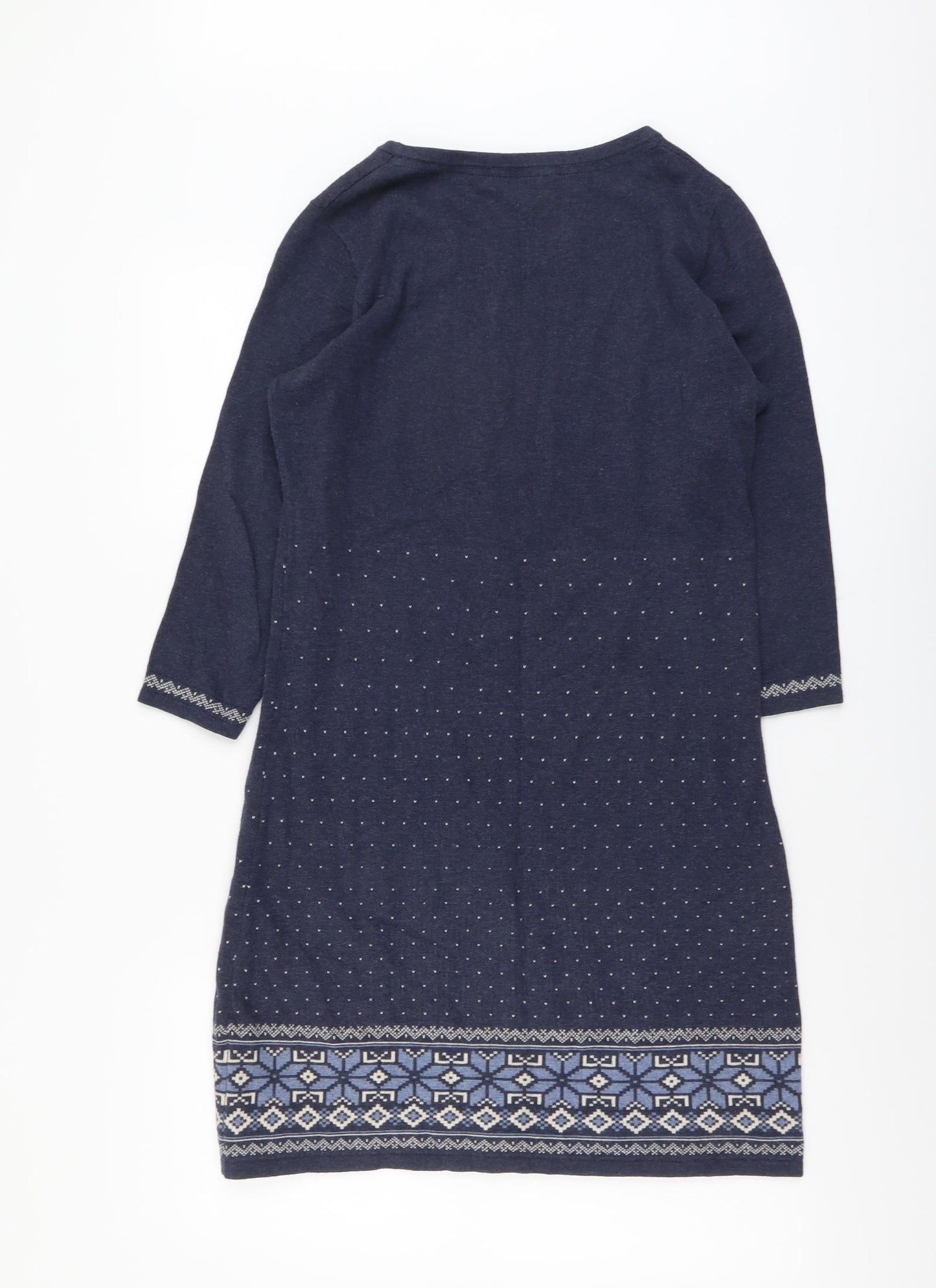 Fat Face Womens Blue Geometric Cotton Shift Size 10 Round Neck Pullover