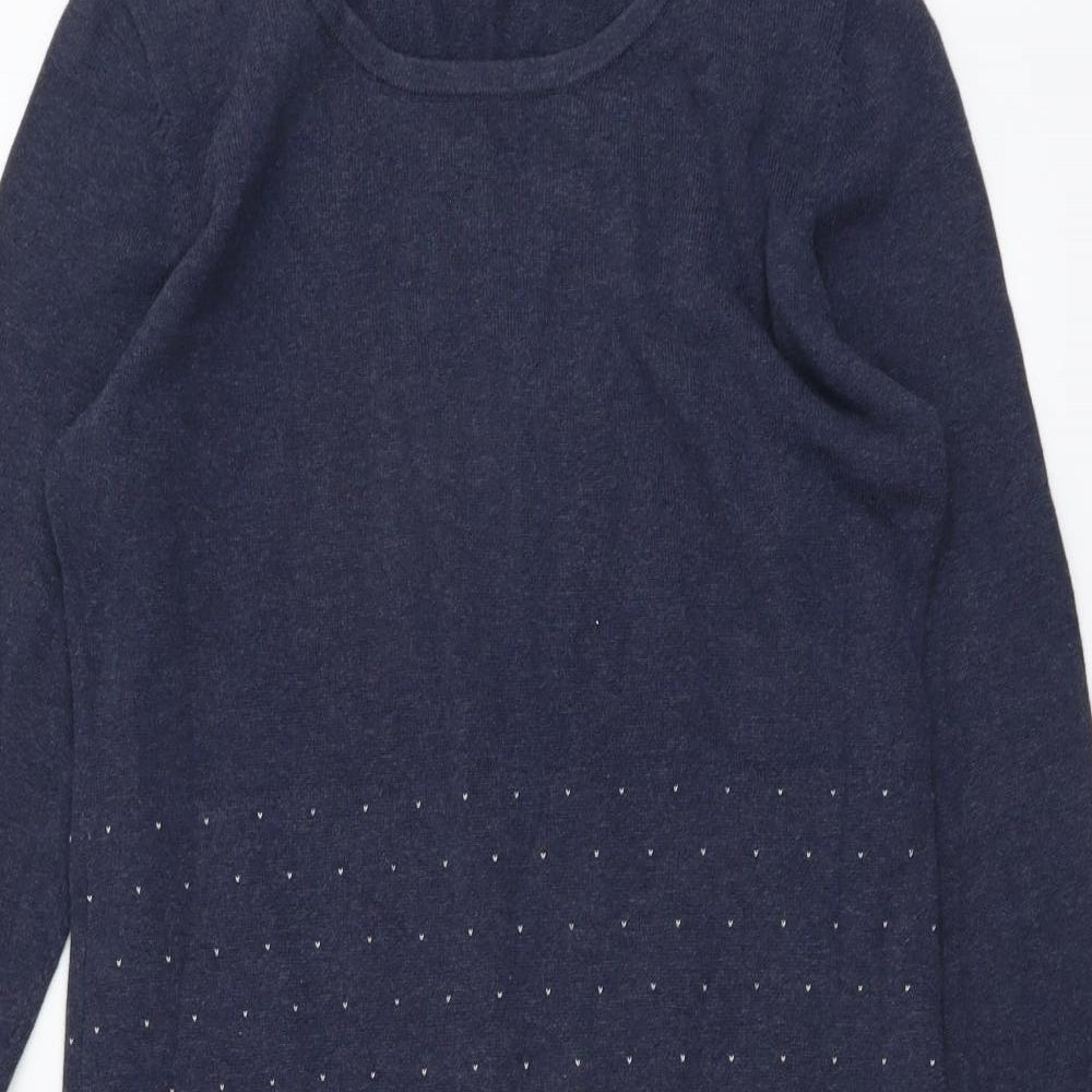 Fat Face Womens Blue Geometric Cotton Shift Size 10 Round Neck Pullover