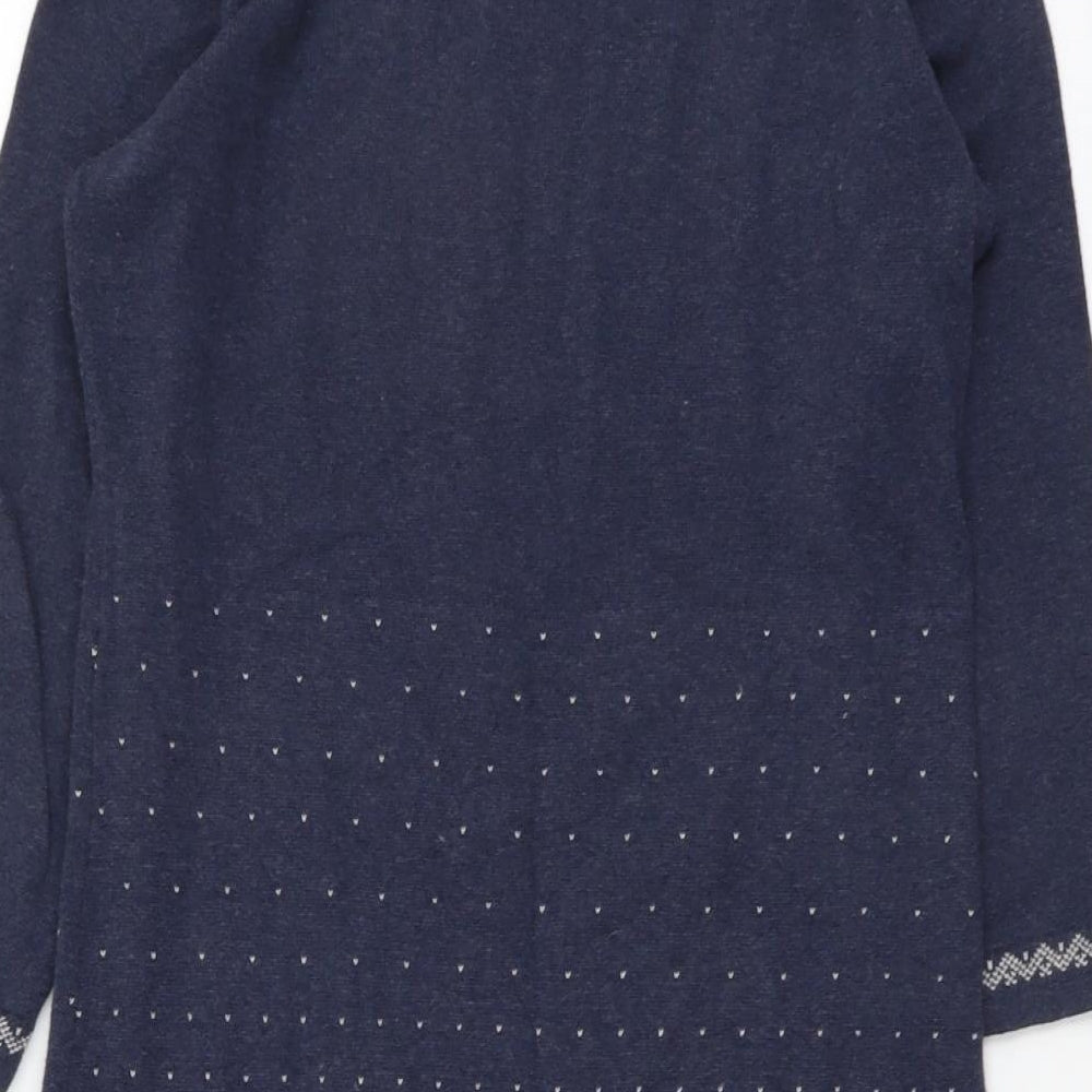 Fat Face Womens Blue Geometric Cotton Shift Size 10 Round Neck Pullover