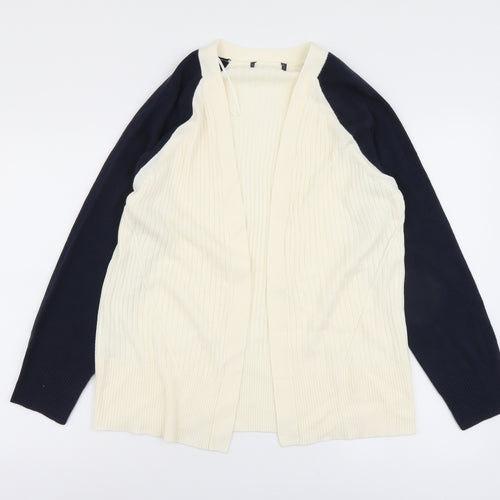 Marks and Spencer Womens Ivory V-Neck Acrylic Cardigan Jumper Size 14 - Ribbed
