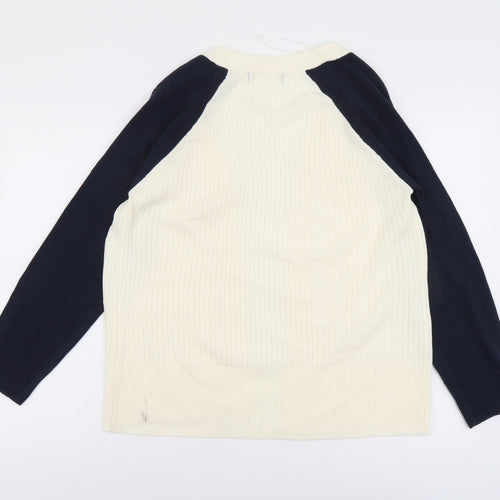 Marks and Spencer Womens Ivory V-Neck Acrylic Cardigan Jumper Size 14 - Ribbed