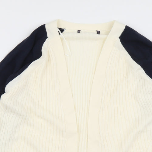 Marks and Spencer Womens Ivory V-Neck Acrylic Cardigan Jumper Size 14 - Ribbed