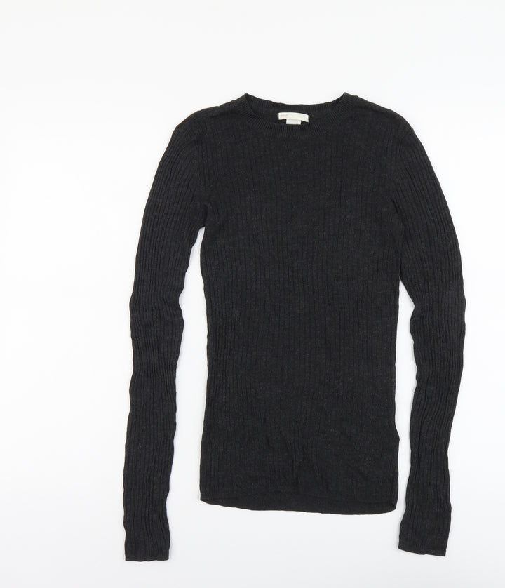 H&M Womens Black Scoop Neck Acrylic Pullover Jumper Size XS - Ribbed