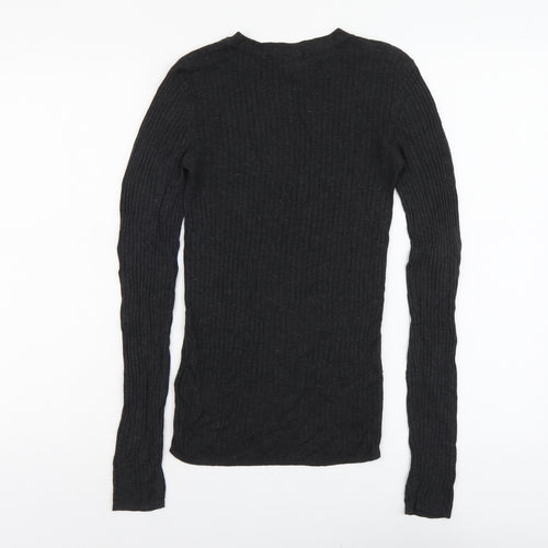 H&M Womens Black Scoop Neck Acrylic Pullover Jumper Size XS - Ribbed