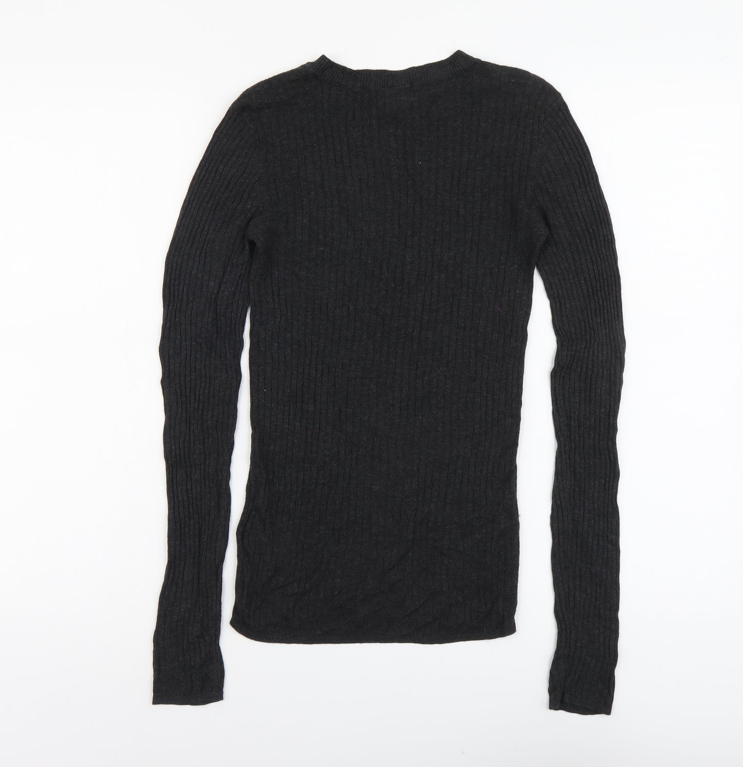 H&M Womens Black Scoop Neck Acrylic Pullover Jumper Size XS - Ribbed