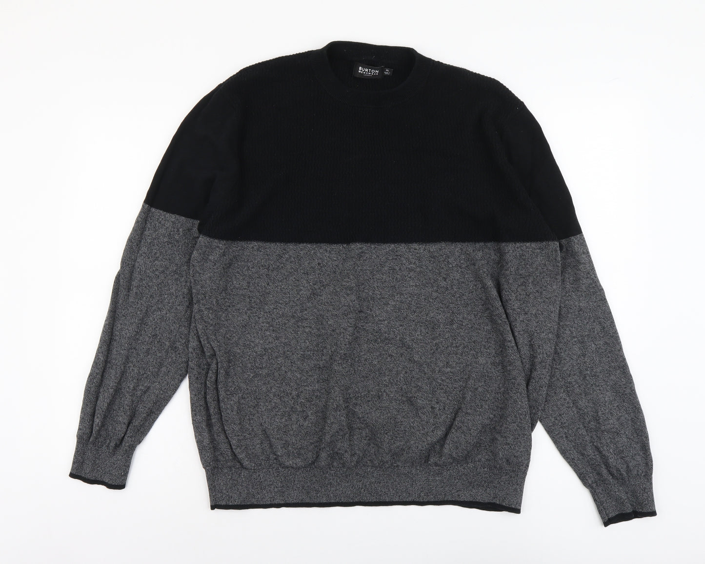 Burton Mens Grey Round Neck Cotton Pullover Jumper Size XL Long Sleeve