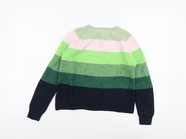 Marks and Spencer Womens Multicoloured Round Neck Striped Acrylic Pullover Jumper Size XS