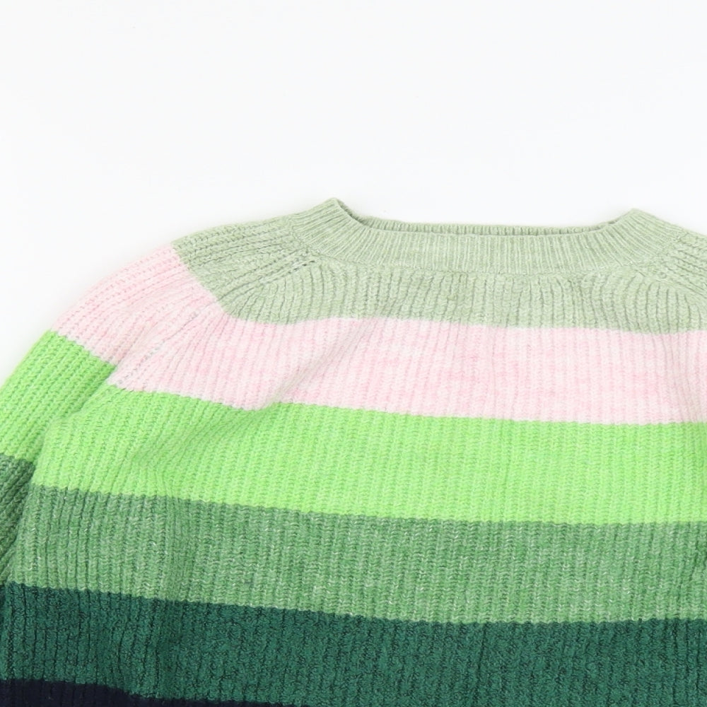 Marks and Spencer Womens Multicoloured Round Neck Striped Acrylic Pullover Jumper Size XS