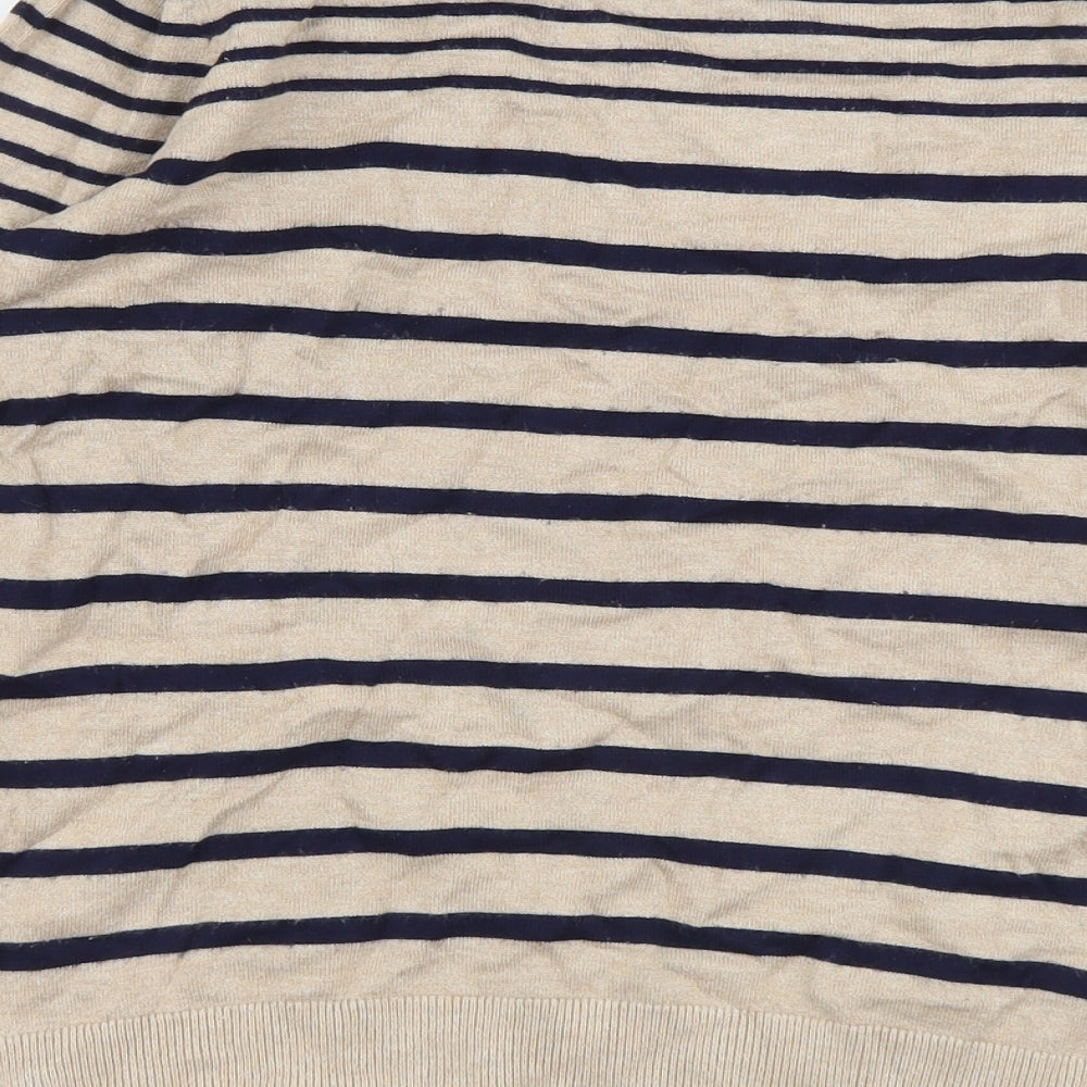 M&Co Womens Beige Boat Neck Striped Viscose Pullover Jumper Size 12