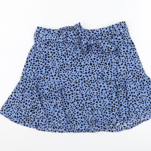 Stradivarius Womens Blue Polka Dot Viscose Skater Skirt Size M Zip