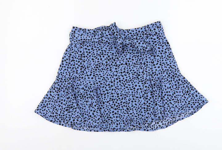 Stradivarius Womens Blue Polka Dot Viscose Skater Skirt Size M Zip