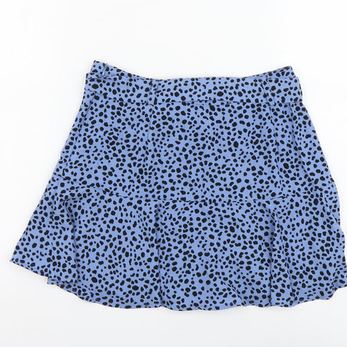 Stradivarius Womens Blue Polka Dot Viscose Skater Skirt Size M Zip
