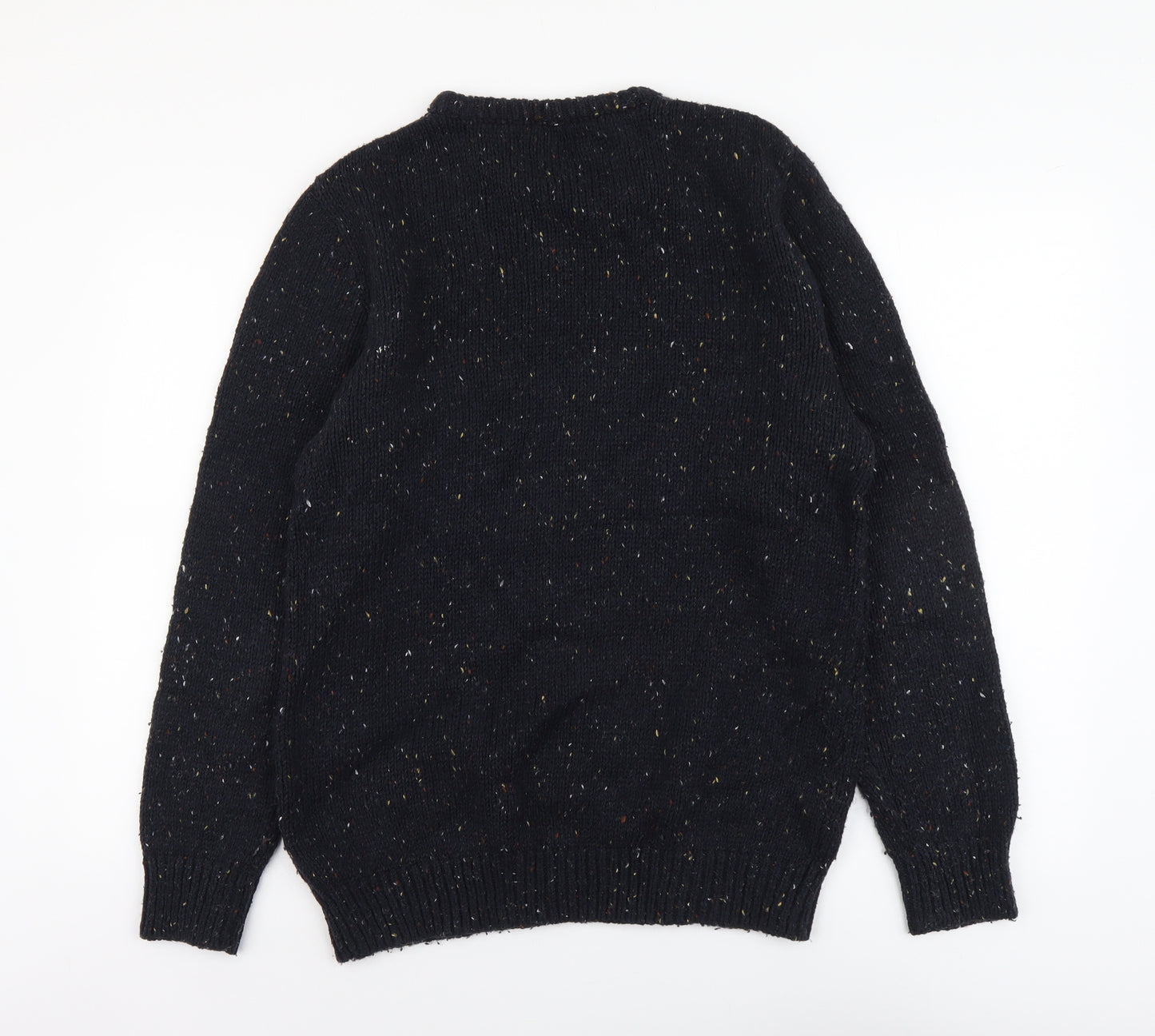 TU Mens Blue Round Neck Fair Isle Acrylic Pullover Jumper Size M Long Sleeve