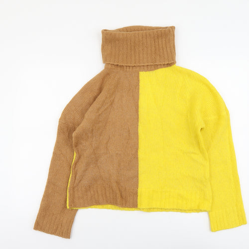 Brave Soul Womens Yellow Roll Neck Acrylic Pullover Jumper Size S