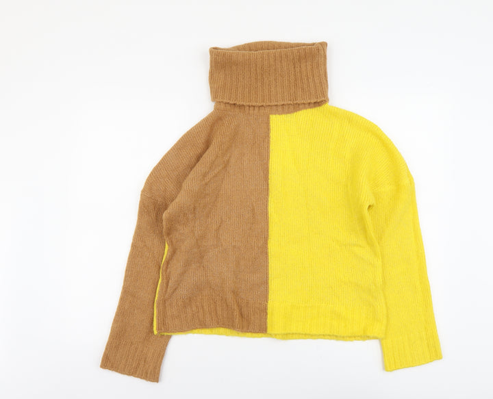 Brave Soul Womens Yellow Roll Neck Acrylic Pullover Jumper Size S