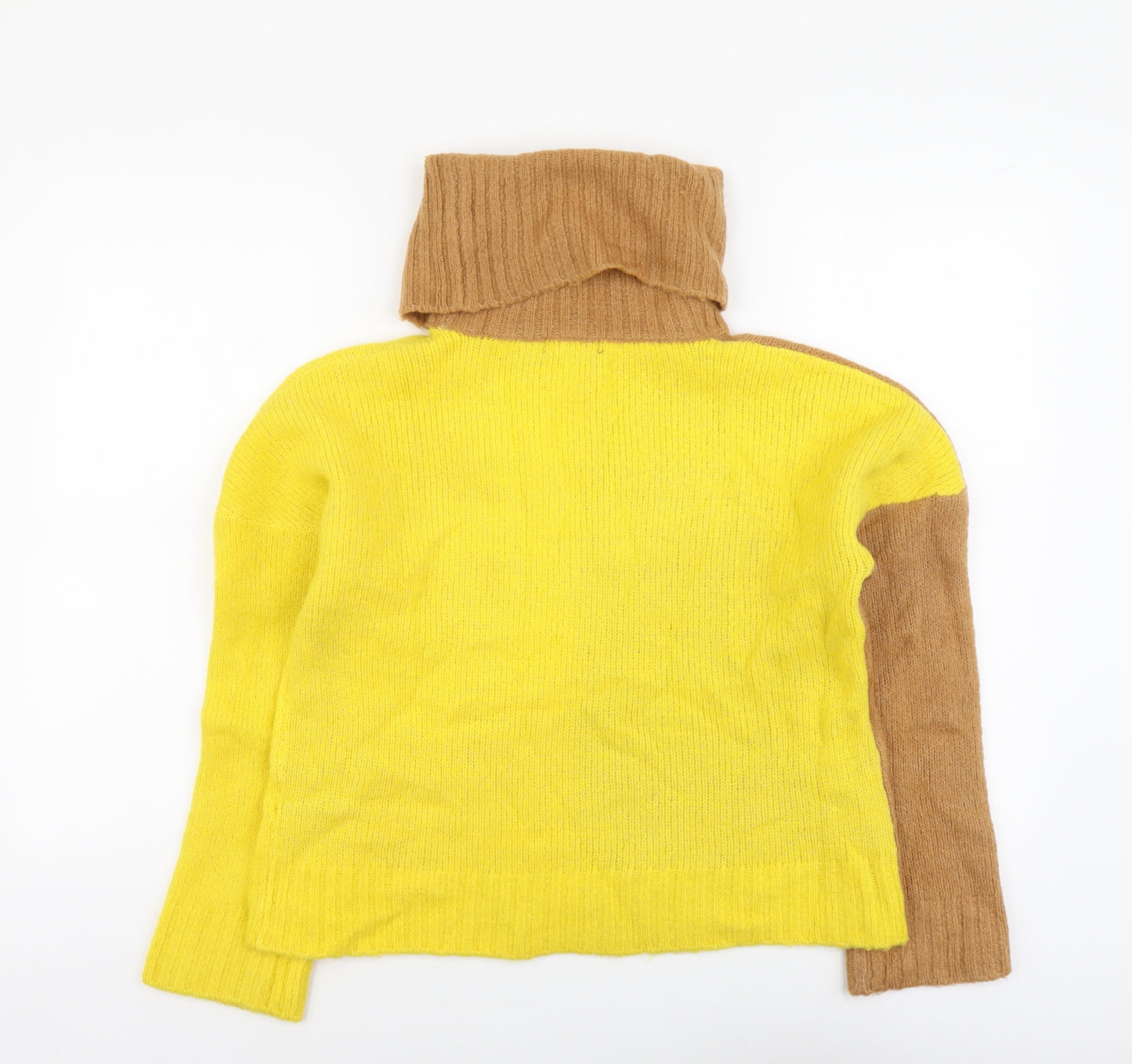 Brave Soul Womens Yellow Roll Neck Acrylic Pullover Jumper Size S