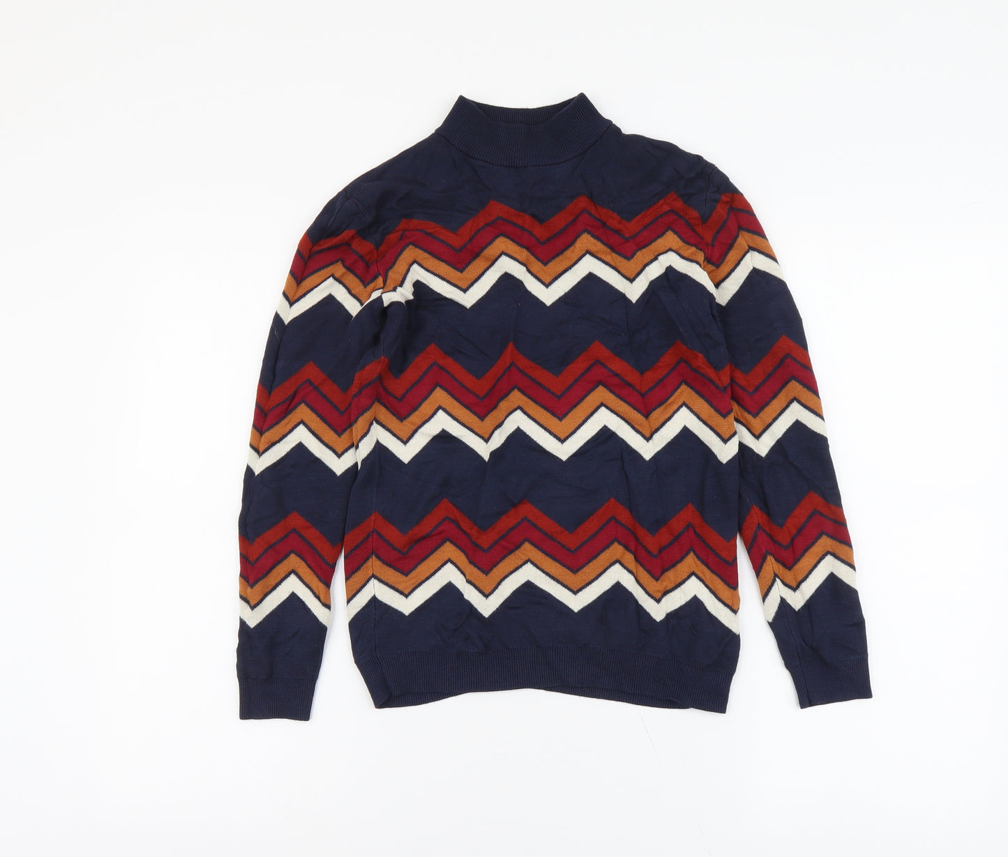 Papaya Womens Multicoloured Mock Neck Geometric Acrylic Pullover Jumper Size 10