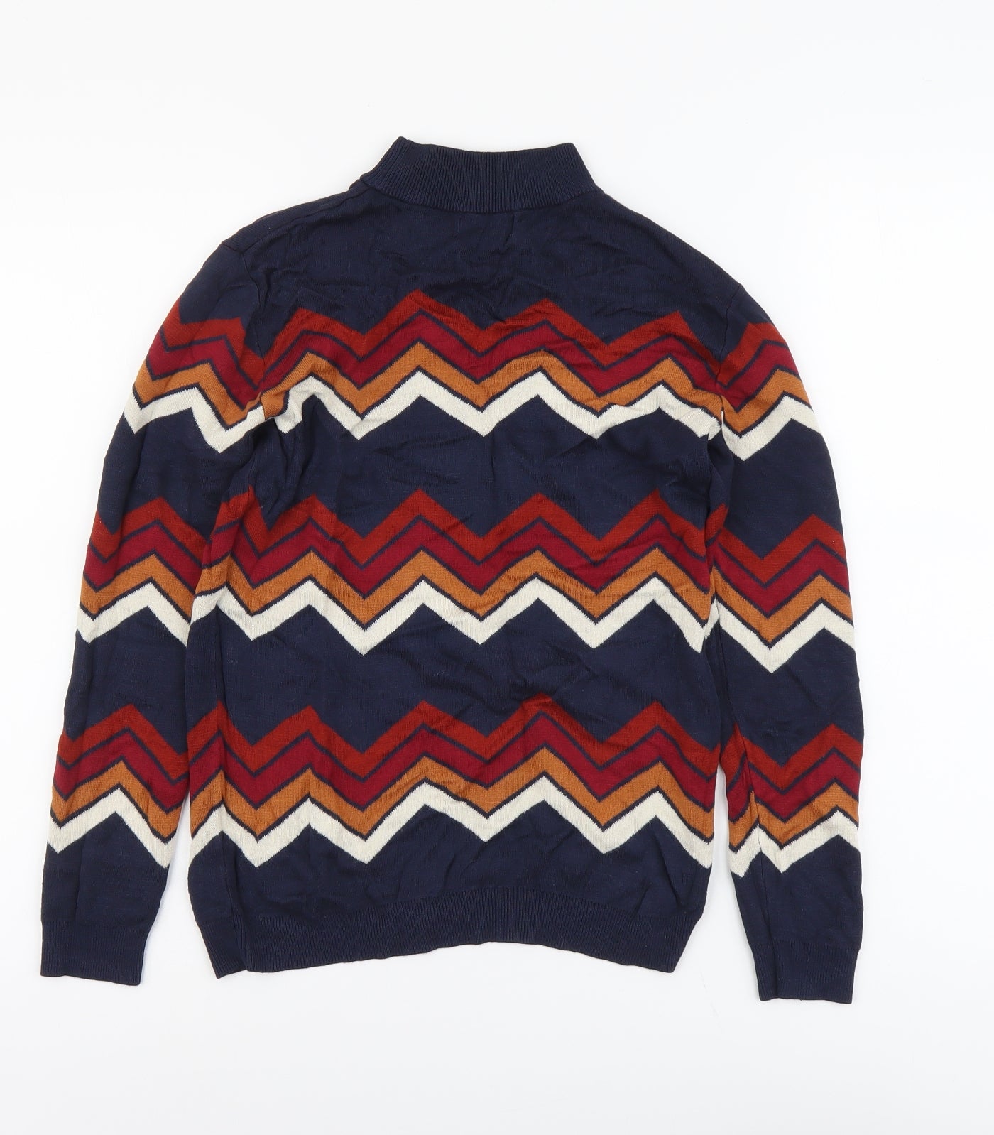 Papaya Womens Multicoloured Mock Neck Geometric Acrylic Pullover Jumper Size 10