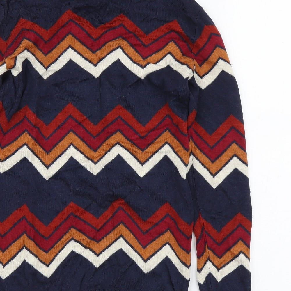 Papaya Womens Multicoloured Mock Neck Geometric Acrylic Pullover Jumper Size 10