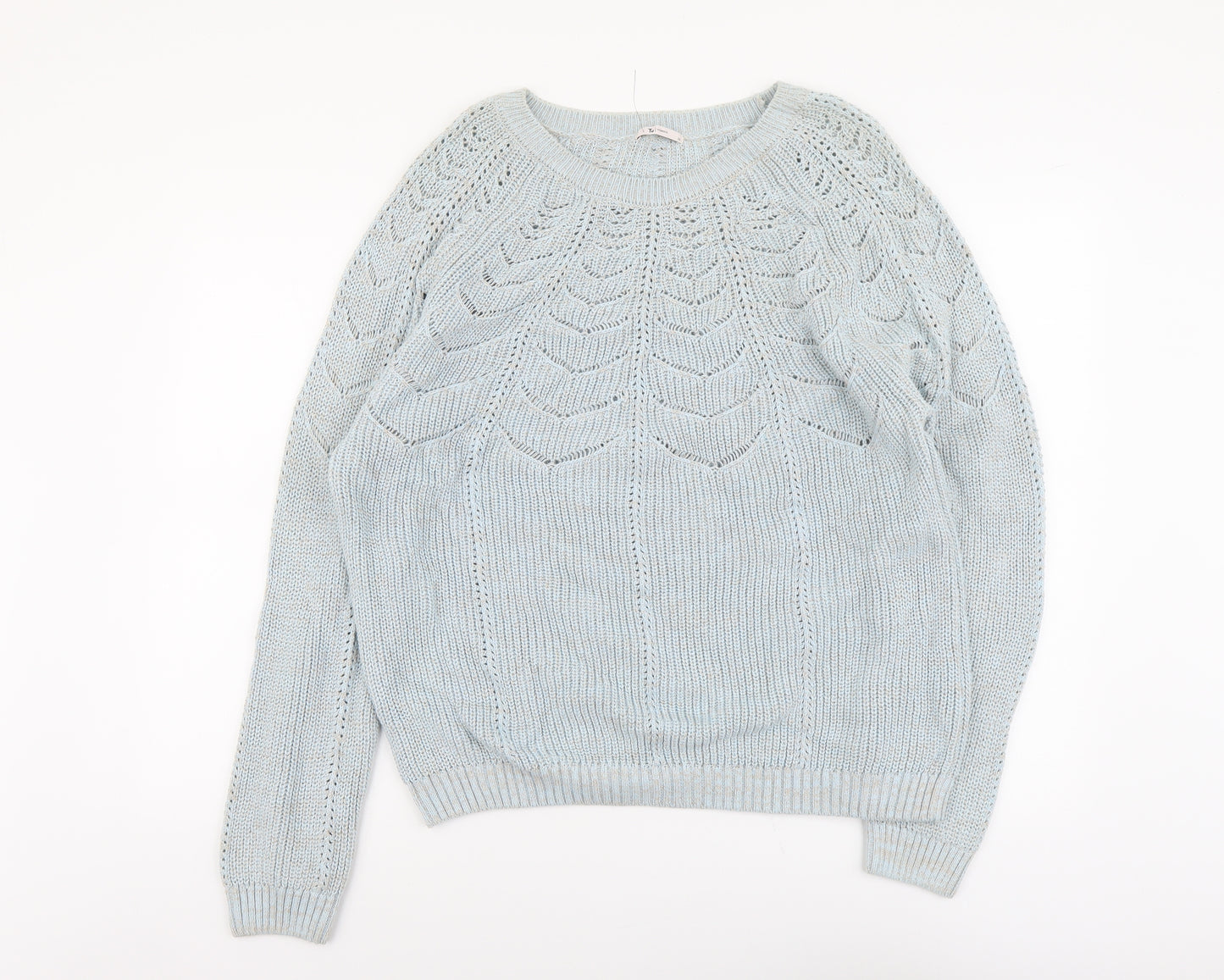 TU Womens Blue Round Neck Cotton Pullover Jumper Size 24