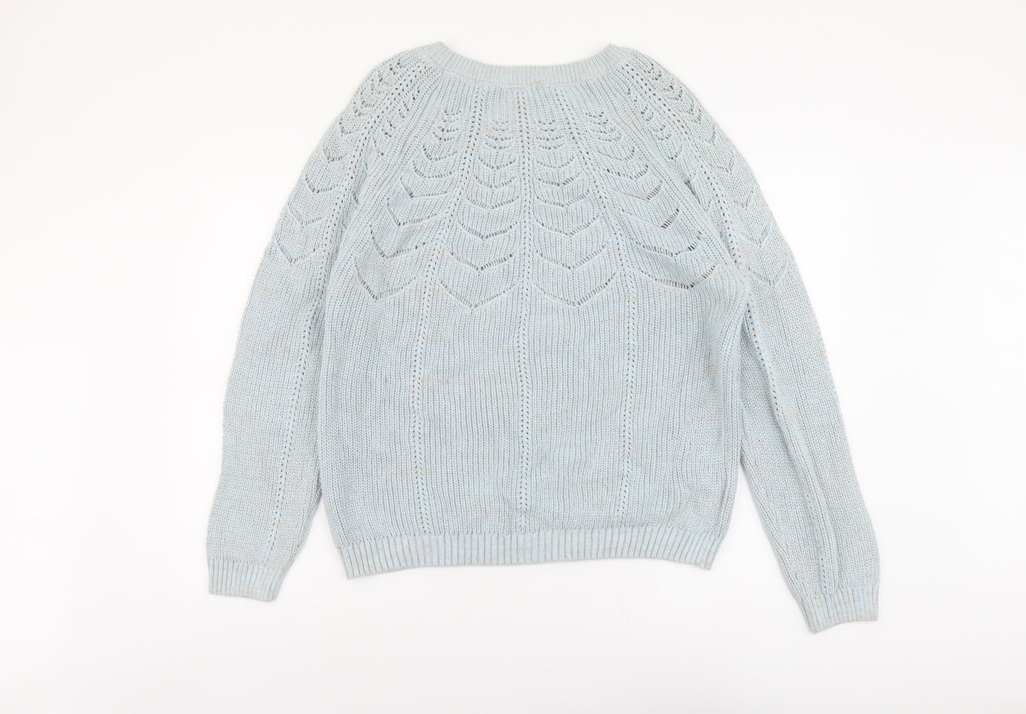 TU Womens Blue Round Neck Cotton Pullover Jumper Size 24