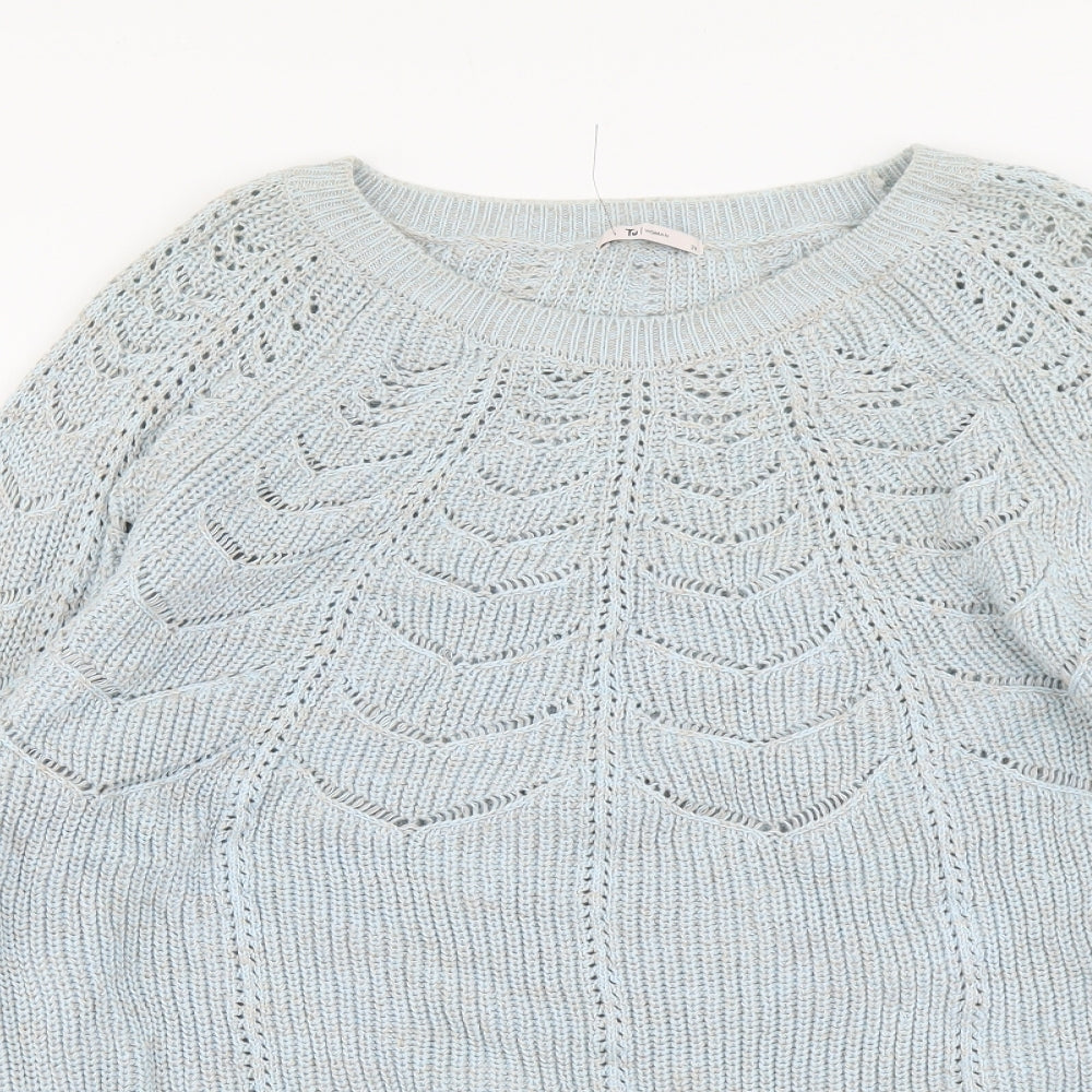 TU Womens Blue Round Neck Cotton Pullover Jumper Size 24