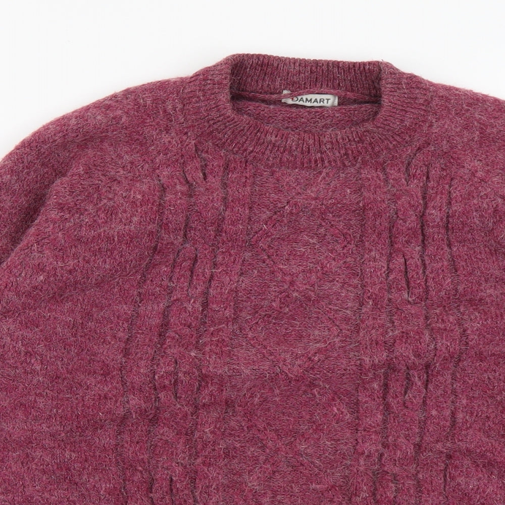Damart Womens Purple Round Neck Acrylic Pullover Jumper Size 14