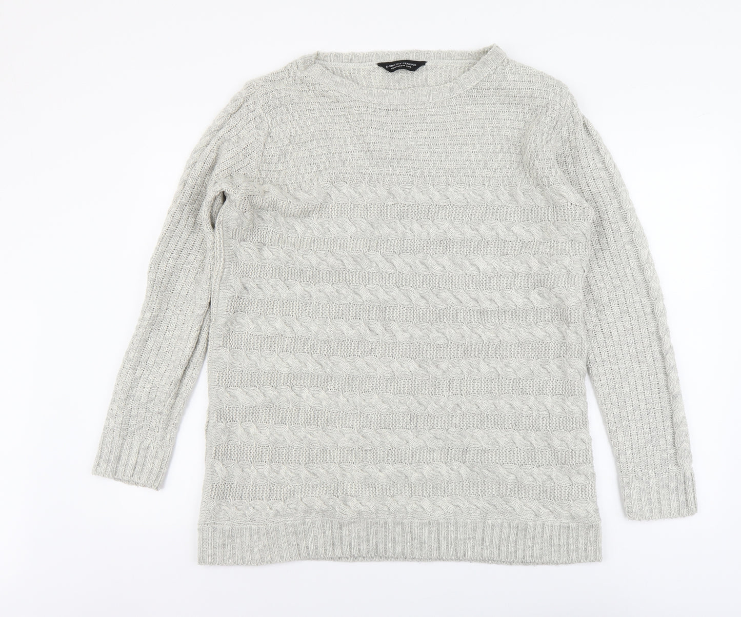 Dorothy Perkins Womens Grey Boat Neck Acrylic Pullover Jumper Size 16