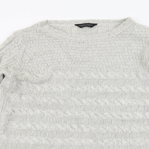 Dorothy Perkins Womens Grey Boat Neck Acrylic Pullover Jumper Size 16