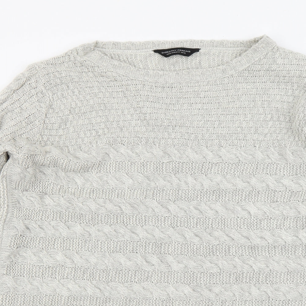 Dorothy Perkins Womens Grey Boat Neck Acrylic Pullover Jumper Size 16
