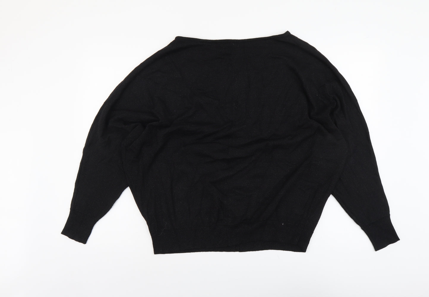 F&F Womens Black Boat Neck Acrylic Pullover Jumper Size 20