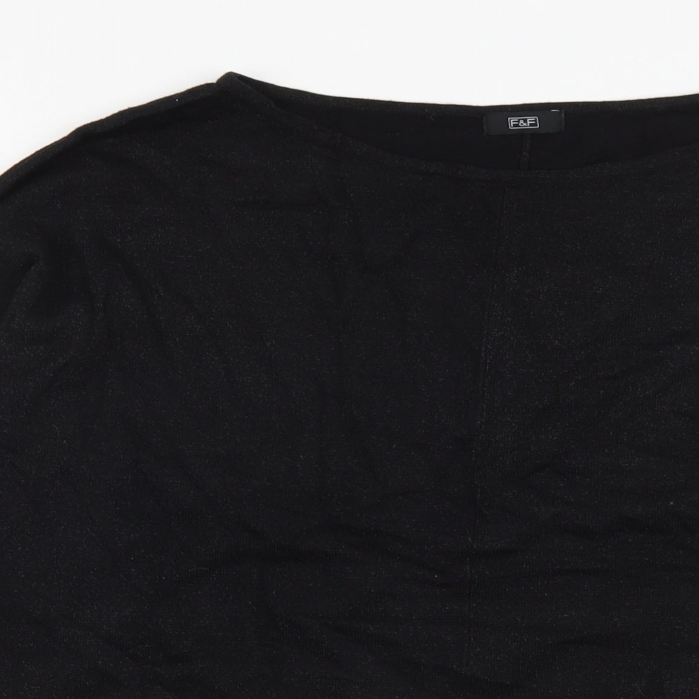 F&F Womens Black Boat Neck Acrylic Pullover Jumper Size 20