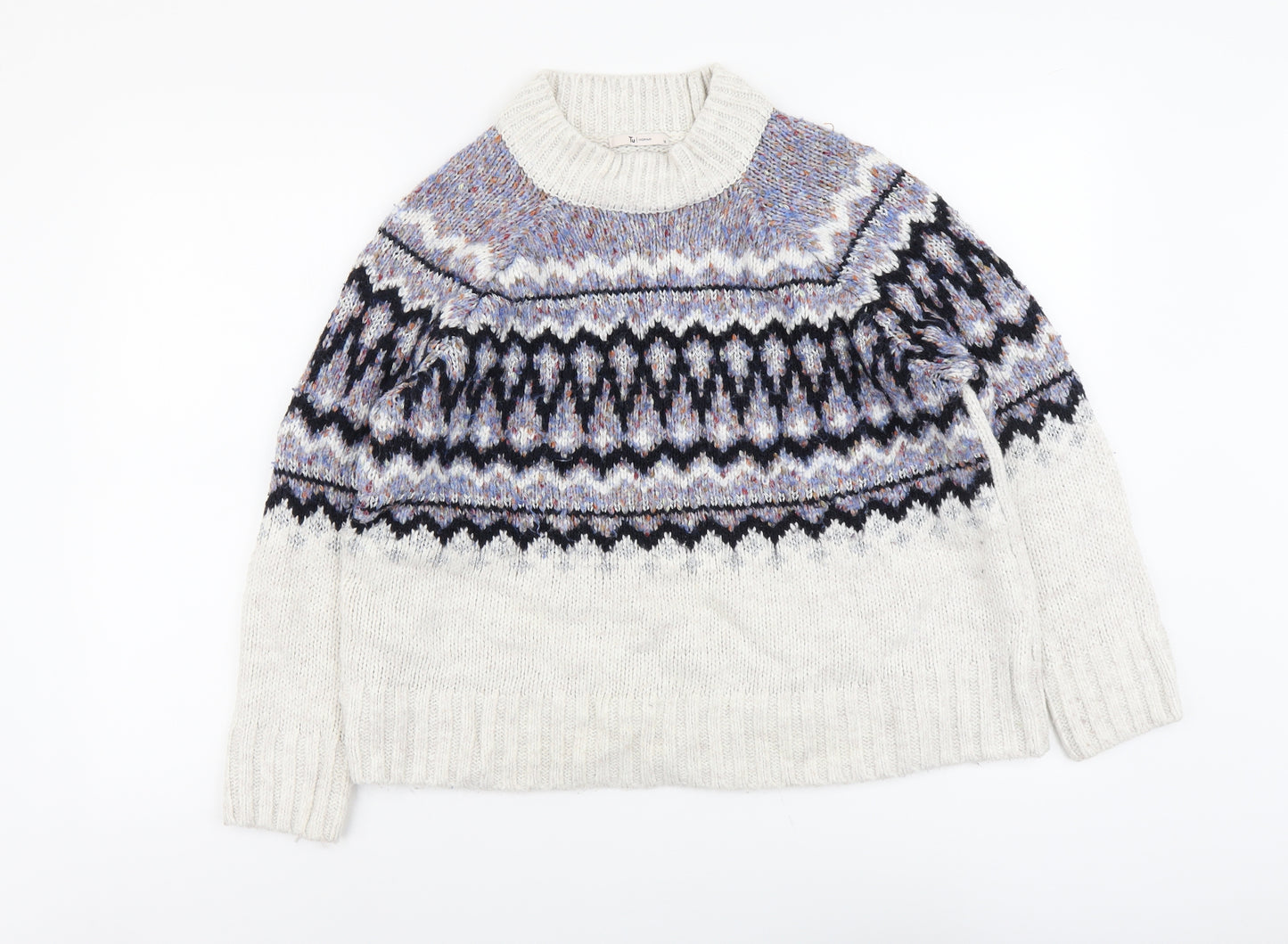 TU Womens Multicoloured Mock Neck Fair Isle Acrylic Pullover Jumper Size 14
