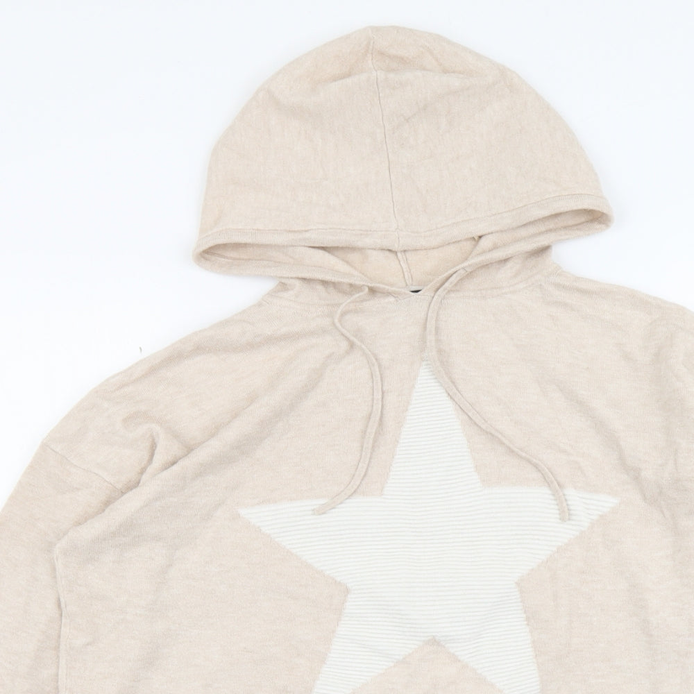 F&F Womens Beige Round Neck Viscose Pullover Jumper Size 14 - Star Pattern