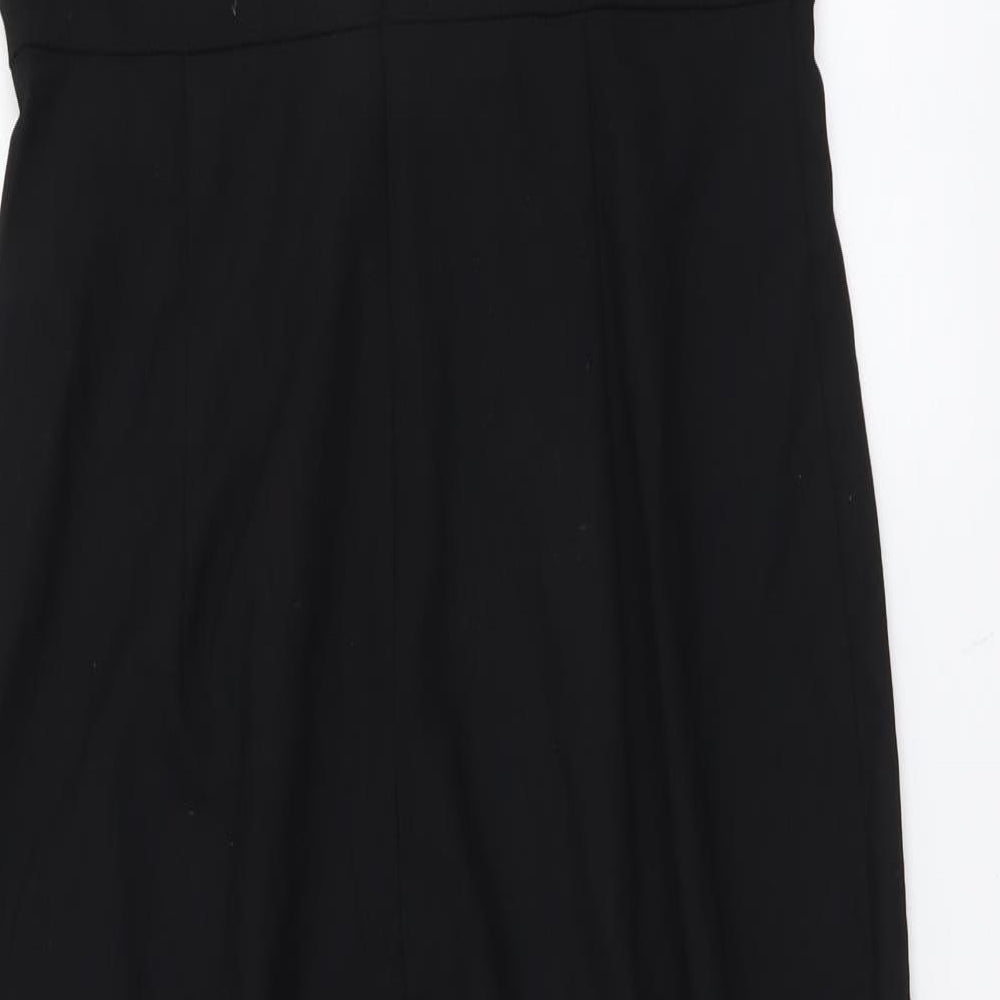 Zara Womens Black Polyester Slip Dress Size L Square Neck Zip