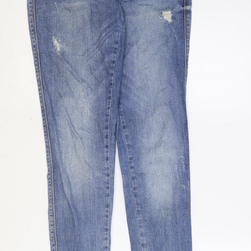 Zara Womens Blue Cotton Skinny Jeans Size 28 in Regular Button