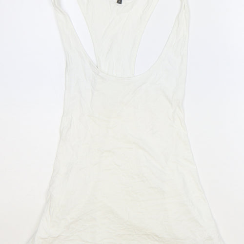 ASOS Womens White 100% Cotton Basic Tank Size M Scoop Neck