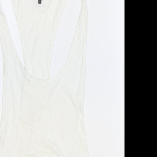 ASOS Womens White 100% Cotton Basic Tank Size M Scoop Neck