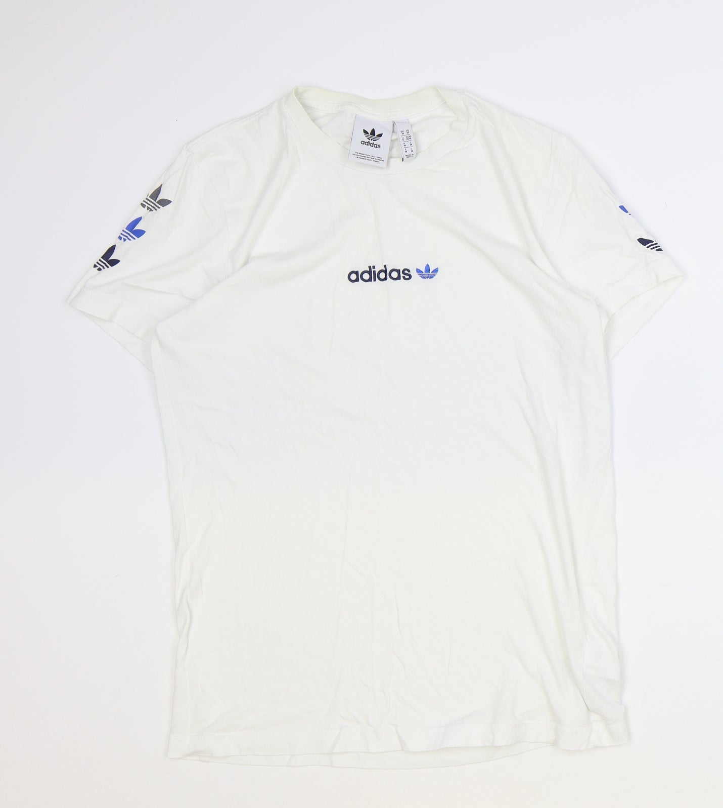 adidas Mens White Cotton T-Shirt Size M Round Neck