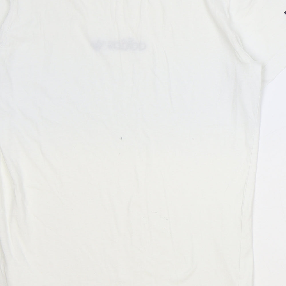 adidas Mens White Cotton T-Shirt Size M Round Neck