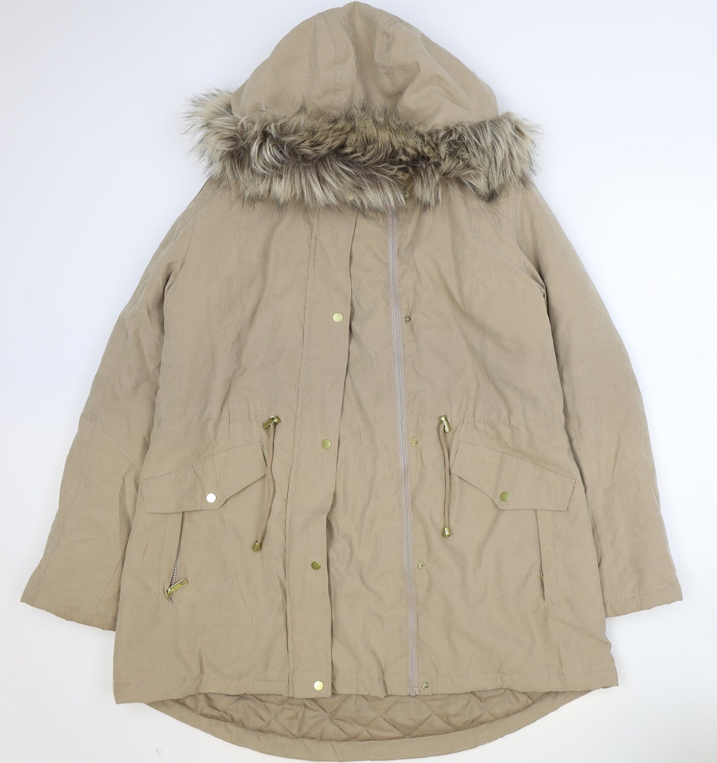 George Womens Brown Parka Jacket Size M Zip