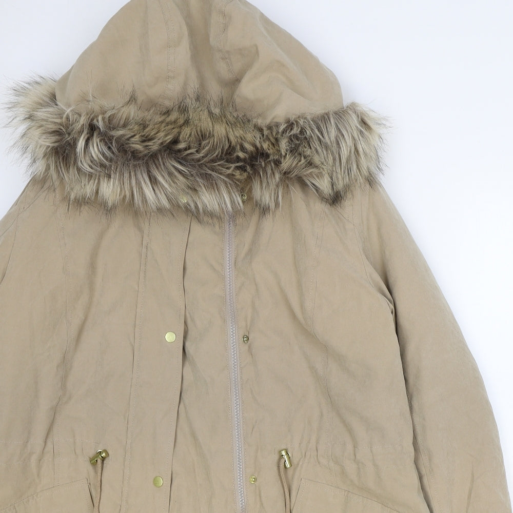 George Womens Brown Parka Jacket Size M Zip
