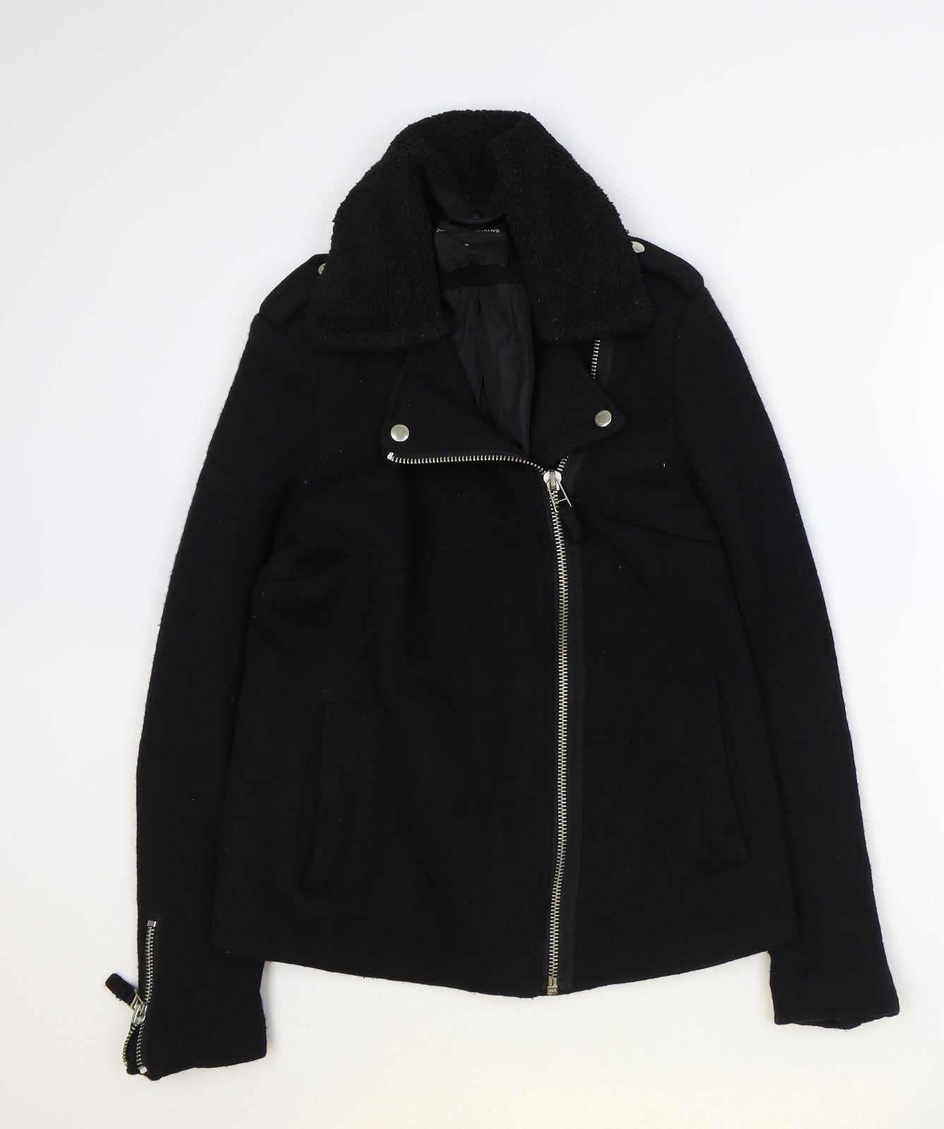 Dorothy Perkins Womens Black Biker Jacket Size S Zip