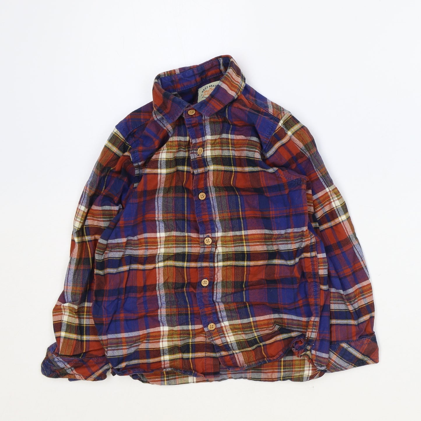 NEXT Boys Multicoloured Plaid 100% Cotton Basic Button-Up Size 5-6 Years Collared Button