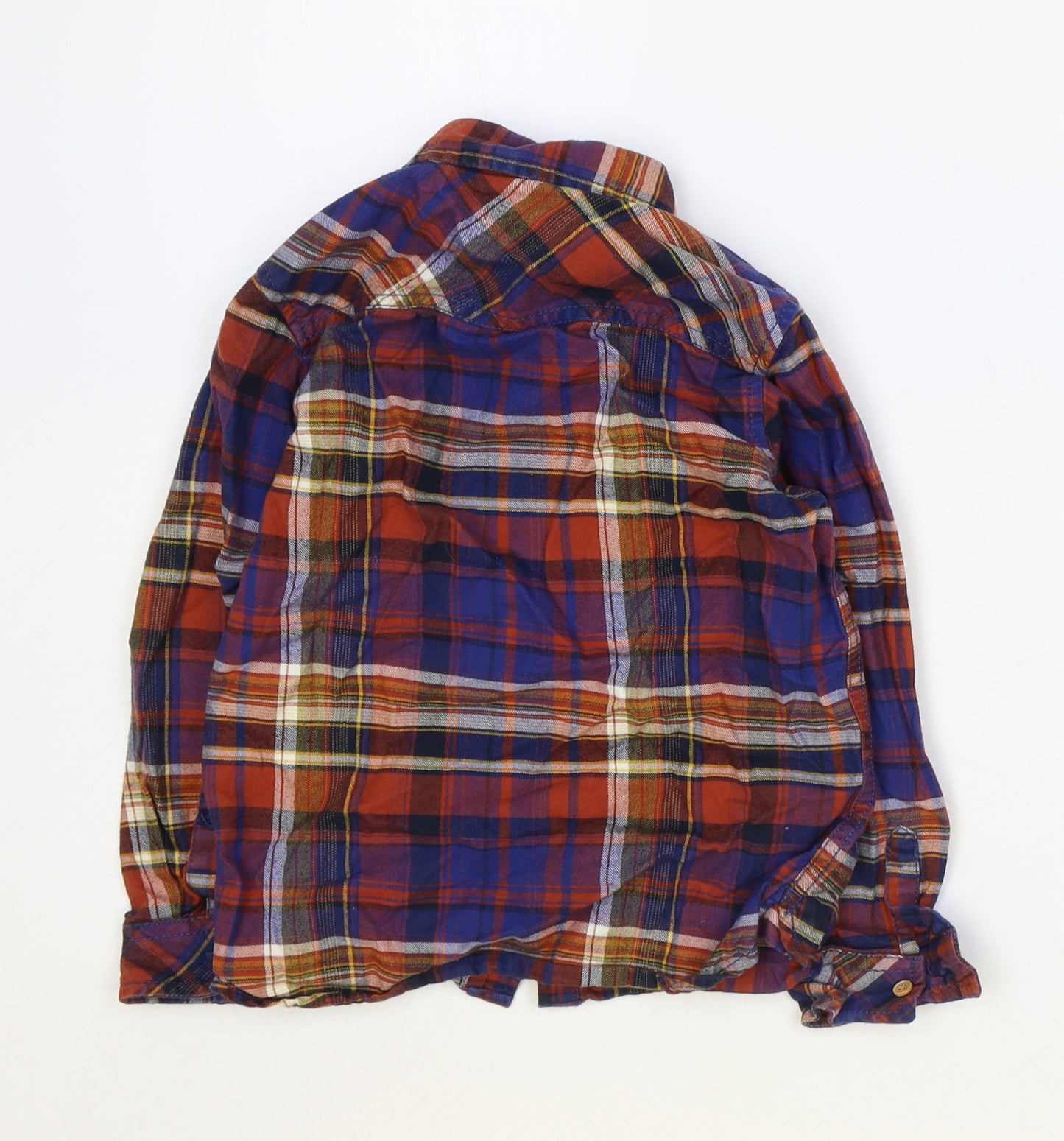 NEXT Boys Multicoloured Plaid 100% Cotton Basic Button-Up Size 5-6 Years Collared Button