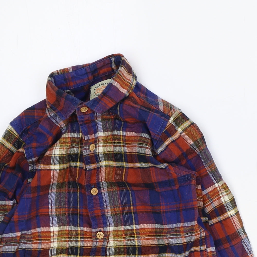 NEXT Boys Multicoloured Plaid 100% Cotton Basic Button-Up Size 5-6 Years Collared Button
