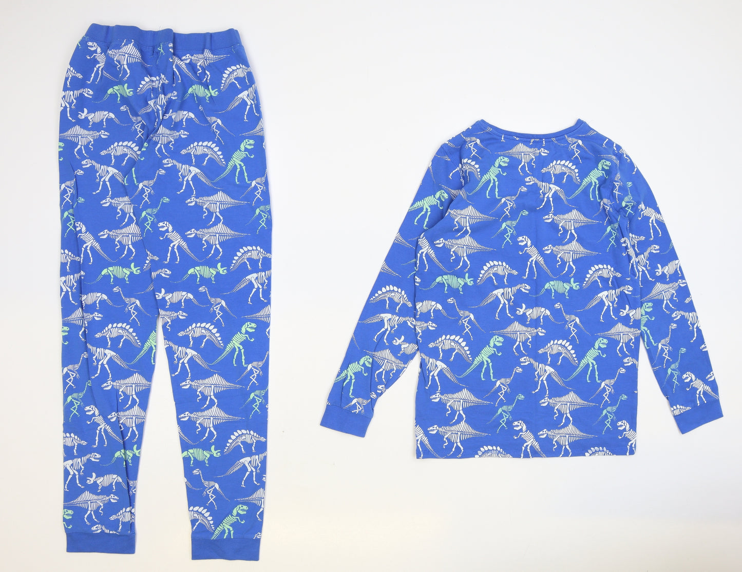 Marks and Spencer Boys Blue Geometric Cotton Pyjama Set Size 13-14 Years Pullover - Dinosaur Pattern