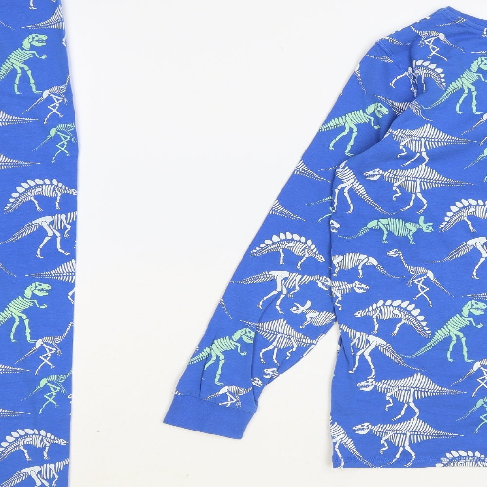 Marks and Spencer Boys Blue Geometric Cotton Pyjama Set Size 13-14 Years Pullover - Dinosaur Pattern